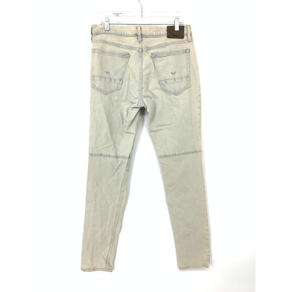 Hudson Zack Skinny Moto Jeans Mens Size 32 Light Blue Dye Wash Denim - Picture 2 of 8